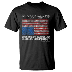 American Flag Upside Down Thomas Jefferson T Shirt When Tyranny Becomes Law Rebellion Becomes Duty TS09 Black Print Your Wear
