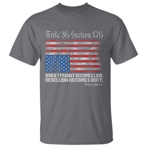 American Flag Upside Down Thomas Jefferson T Shirt When Tyranny Becomes Law Rebellion Becomes Duty TS09 Charcoal Print Your Wear
