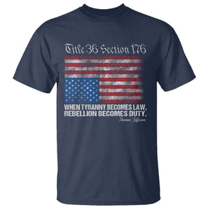 American Flag Upside Down Thomas Jefferson T Shirt When Tyranny Becomes Law Rebellion Becomes Duty TS09 Navy Print Your Wear