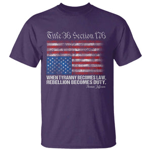 American Flag Upside Down Thomas Jefferson T Shirt When Tyranny Becomes Law Rebellion Becomes Duty TS09 Purple Print Your Wear