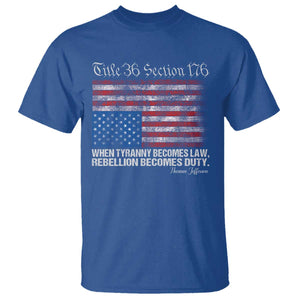 American Flag Upside Down Thomas Jefferson T Shirt When Tyranny Becomes Law Rebellion Becomes Duty TS09 Royal Blue Print Your Wear