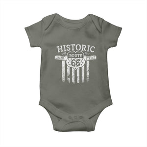 Historic Highway Mother Road 66 Baby Onesie Main Street Of America TS09 Military Green Print Your Wear