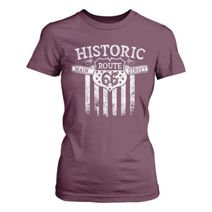Historic Route 66 Highway T Shirt For Women Main Street Of America TS09 Maroon Print Your Wear
