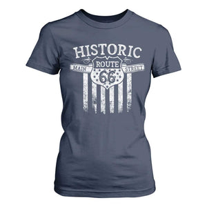 Historic Route 66 Highway T Shirt For Women Main Street Of America TS09 Navy Print Your Wear