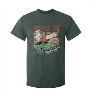 Historic Route 66 Highway T Shirt For Kid Main Street Of America Vintage Car TS09 Dark Forest Green Print Your Wear