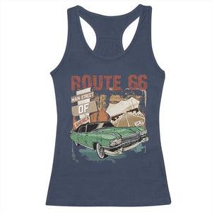 Historic Highway Mother Road 66 Racerback Tank Top Main Street Of America Vintage Car TS09 Navy Print Your Wear