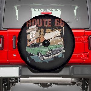 Historic Highway Mother Road 66 Spare Tire Cover Main Street Of America Vintage Car TS09 Black Print Your Wear