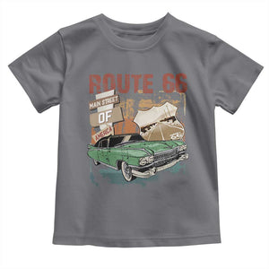 Historic Route 66 Highway Toddler T Shirt Main Street Of America Vintage Car TS09 Charcoal Print Your Wear