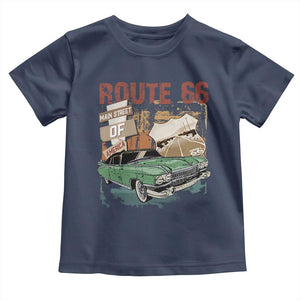 Historic Route 66 Highway Toddler T Shirt Main Street Of America Vintage Car TS09 Navy Print Your Wear