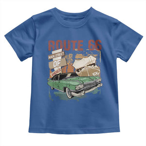 Historic Route 66 Highway Toddler T Shirt Main Street Of America Vintage Car TS09 Royal Blue Print Your Wear