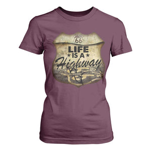 Life Is A Highway Road Trip T Shirt For Women TS09 Maroon Print Your Wear