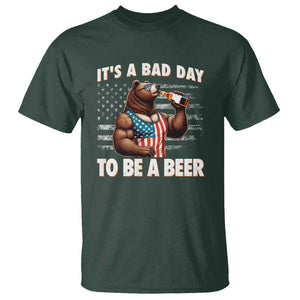 Funny American Drinking T Shirt It's A Bad Day To Be A Beer Bear 4th Of July TS09 Dark Forest Green Print Your Wear