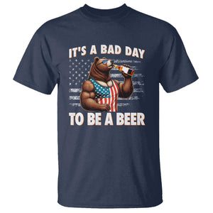 Funny American Drinking T Shirt It's A Bad Day To Be A Beer Bear 4th Of July TS09 Navy Print Your Wear