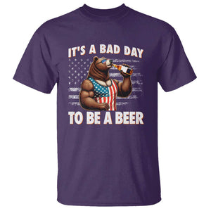 Funny American Drinking T Shirt It's A Bad Day To Be A Beer Bear 4th Of July TS09 Purple Print Your Wear