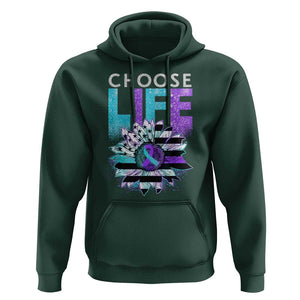 Suicide Prevention Hoodie Choose Life Sunflower American Flag TS09 Dark Forest Green Print Your Wear