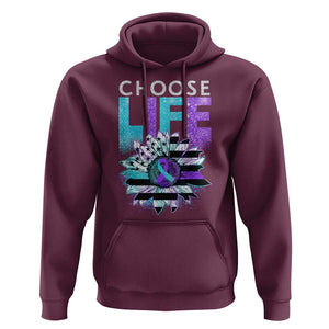 Suicide Prevention Hoodie Choose Life Sunflower American Flag TS09 Maroon Print Your Wear