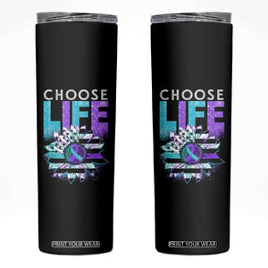 Suicide Prevention Skinny Tumbler Choose Life Sunflower American TS09 Black Print Your Wear