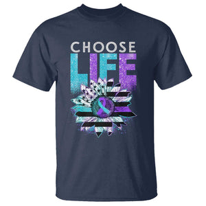 Suicide Prevention T Shirt Choose Life Sunflower American Flag TS09 Navy Print Your Wear