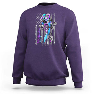 Suicide Prevention Sweatshirt Warrior Rose American Flag TS09 Purple Print Your Wear