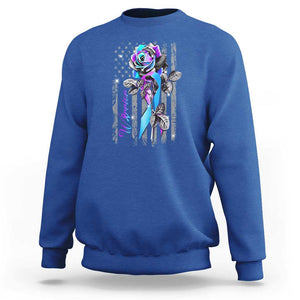 Suicide Prevention Sweatshirt Warrior Rose American Flag TS09 Royal Blue Print Your Wear