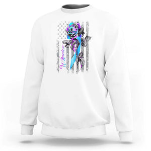 Suicide Prevention Sweatshirt Warrior Rose American Flag TS09 White Print Your Wear