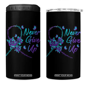 Suicide Prevention Roses Ribbon Never Give Up 4 in 1 Can Cooler Tumbler TS09 One Size: 16 oz Black Print Your Wear
