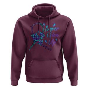 Suicide Prevention Roses Ribbon Never Give Up Hoodie TS09 Maroon Print Your Wear