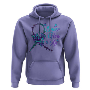Suicide Prevention Roses Ribbon Never Give Up Hoodie TS09 Violet Print Your Wear