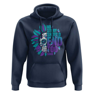 Suicide Prevention Hoodie No Story Should End Too Soon Skul Sunflower TS09 Navy Print Your Wear