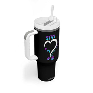 Suicide Prevention Dog Lover Tumbler With Handle Stay You Are Not Alone Semicolon TS09 Print Your Wear