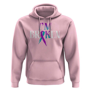 Suicide Prevention Hoodie I'm Ok Broken Teal And Purple Ribbon TS09 Light Pink Print Your Wear