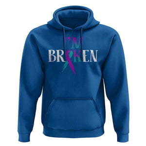 Suicide Prevention Hoodie I'm Ok Broken Teal And Purple Ribbon TS09 Royal Blue Print Your Wear