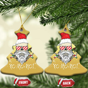 Cool Santa Christmas Ornament Yo Ho Ho Skull Beard Sunglass TS09 Christmas Tree Gold Print Your Wear