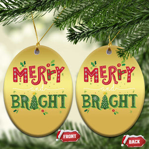 Merry And Bright Christmas Tree Xmas Holiday Christmas Ornament TS09 Oval Gold Print Your Wear