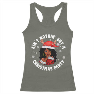 African American Xmas Santa Ain't Nothin' But A Christmas Party Racerback Tank Top TS09 Military Green Print Your Wear