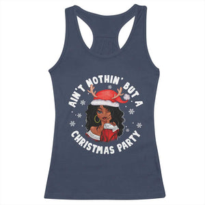 African American Xmas Santa Ain't Nothin' But A Christmas Party Racerback Tank Top TS09 Navy Print Your Wear
