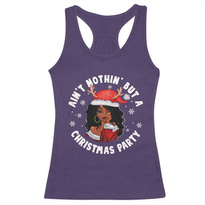 African American Xmas Santa Ain't Nothin' But A Christmas Party Racerback Tank Top TS09 Purple Print Your Wear