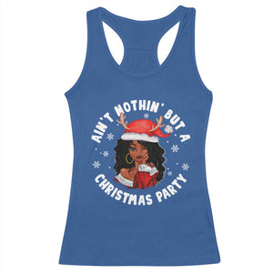 African American Xmas Santa Ain't Nothin' But A Christmas Party Racerback Tank Top TS09 Royal Blue Print Your Wear