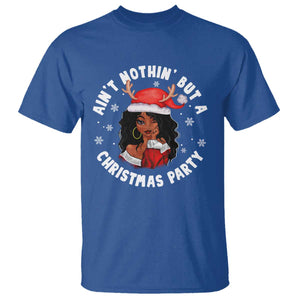 African American Santa Ain't Nothin' But A Christmas Party T Shirt TS09 Royal Blue Printyourwear