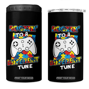 Autism Awareness 4 in 1 Can Cooler Tumbler Rocking To A Different Tune Autistic Gamer TS09 One Size: 16 oz Black Print Your Wear