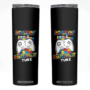 Autism Awareness Skinny Tumbler Rocking To A Different Tune Autistic Gamer TS09 Black Print Your Wear