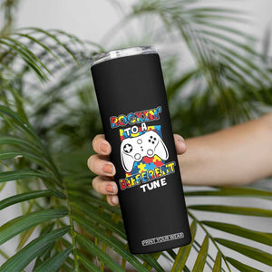 Autism Awareness Skinny Tumbler Rocking To A Different Tune Autistic Gamer TS09 Print Your Wear