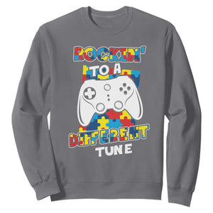 Autism Awareness Sweatshirt Rocking To A Different Tune Autistic Gamer TS09 Charcoal Printyourwear