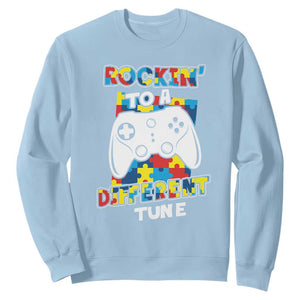 Autism Awareness Sweatshirt Rocking To A Different Tune Autistic Gamer TS09 Light Blue Printyourwear