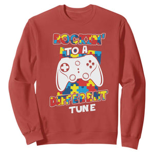 Autism Awareness Sweatshirt Rocking To A Different Tune Autistic Gamer TS09 Red Printyourwear