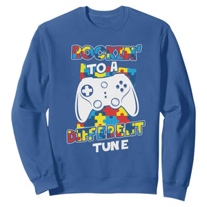 Autism Awareness Sweatshirt Rocking To A Different Tune Autistic Gamer TS09 Royal Blue Printyourwear