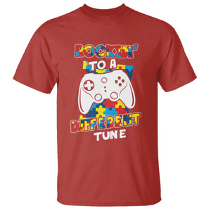 Autism Awareness T Shirt Rocking To A Different Tune Autistic Gamer TS09 Red Printyourwear