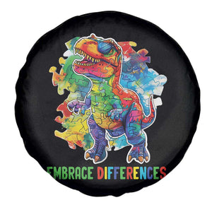 Autism Awareness Spare Tire Cover Embrace Differences Puzzle Dinosaur TS09 Print Your Wear