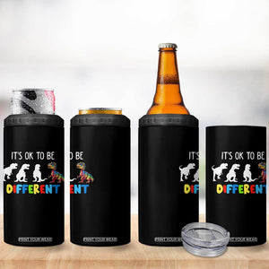 Autism Awareness 4 in 1 Can Cooler Tumbler It's Ok To Be Different Puzzle Dinosaur TS09 Print Your Wear