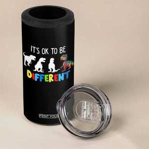 Autism Awareness 4 in 1 Can Cooler Tumbler It's Ok To Be Different Puzzle Dinosaur TS09 Print Your Wear